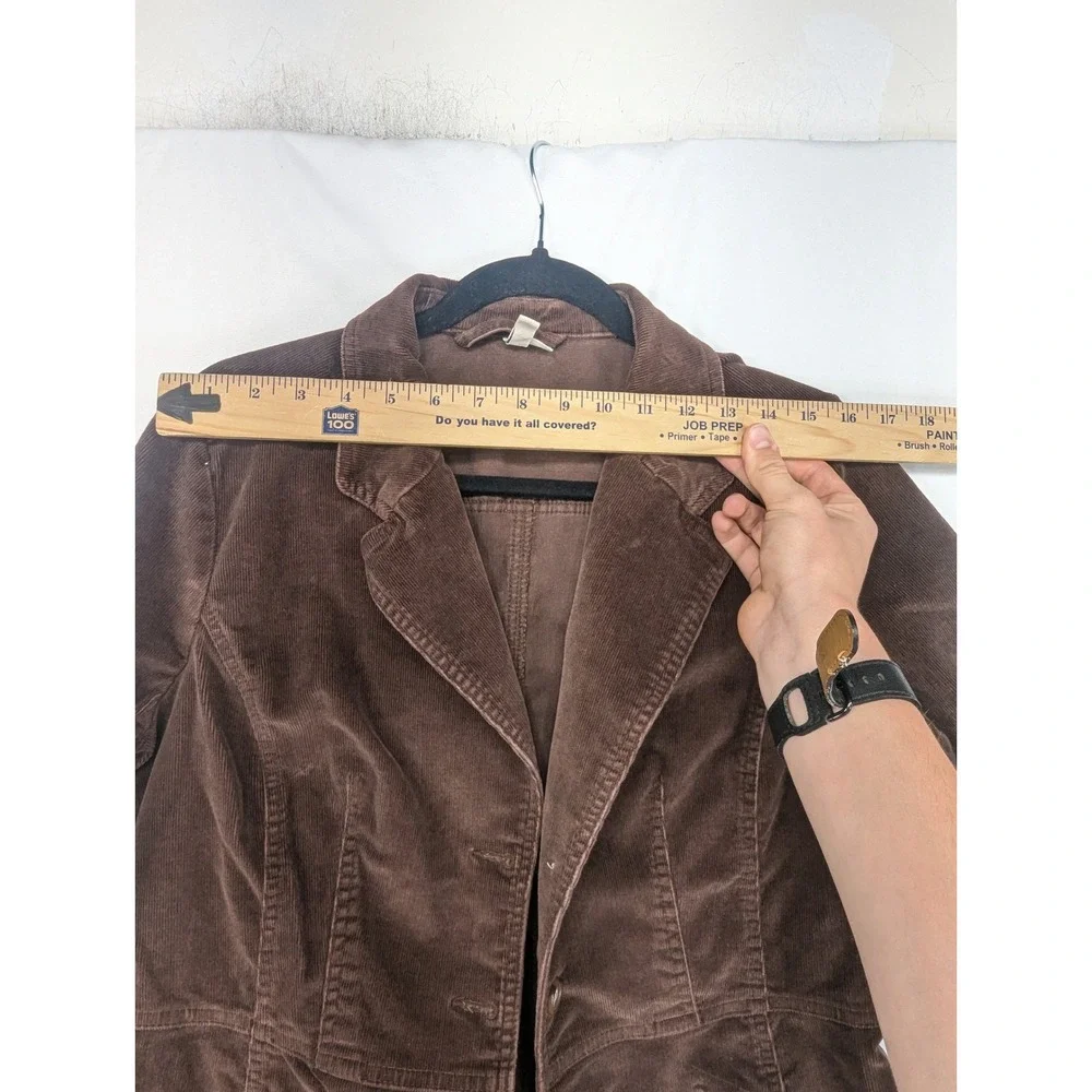 St Johns Bay Womens Brown Corduroy Stretch‎ Blazer Jacket Size 6 Button Front